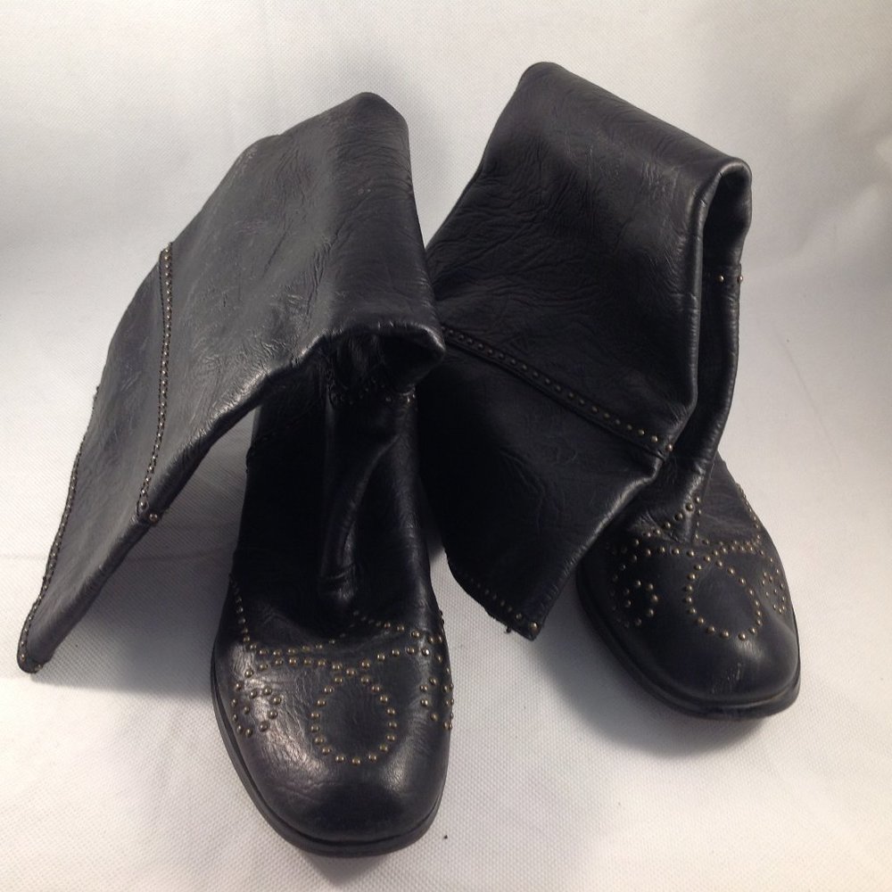 Womens Riding Boots No 704b Black Studded Sz US 8
